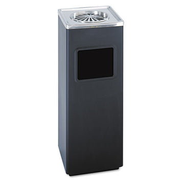 Safco® Ash 'n Trash Sandless Urn, Square, Stainless Steel, 3 Gal, Black-chrome freeshipping - TVN Wholesale